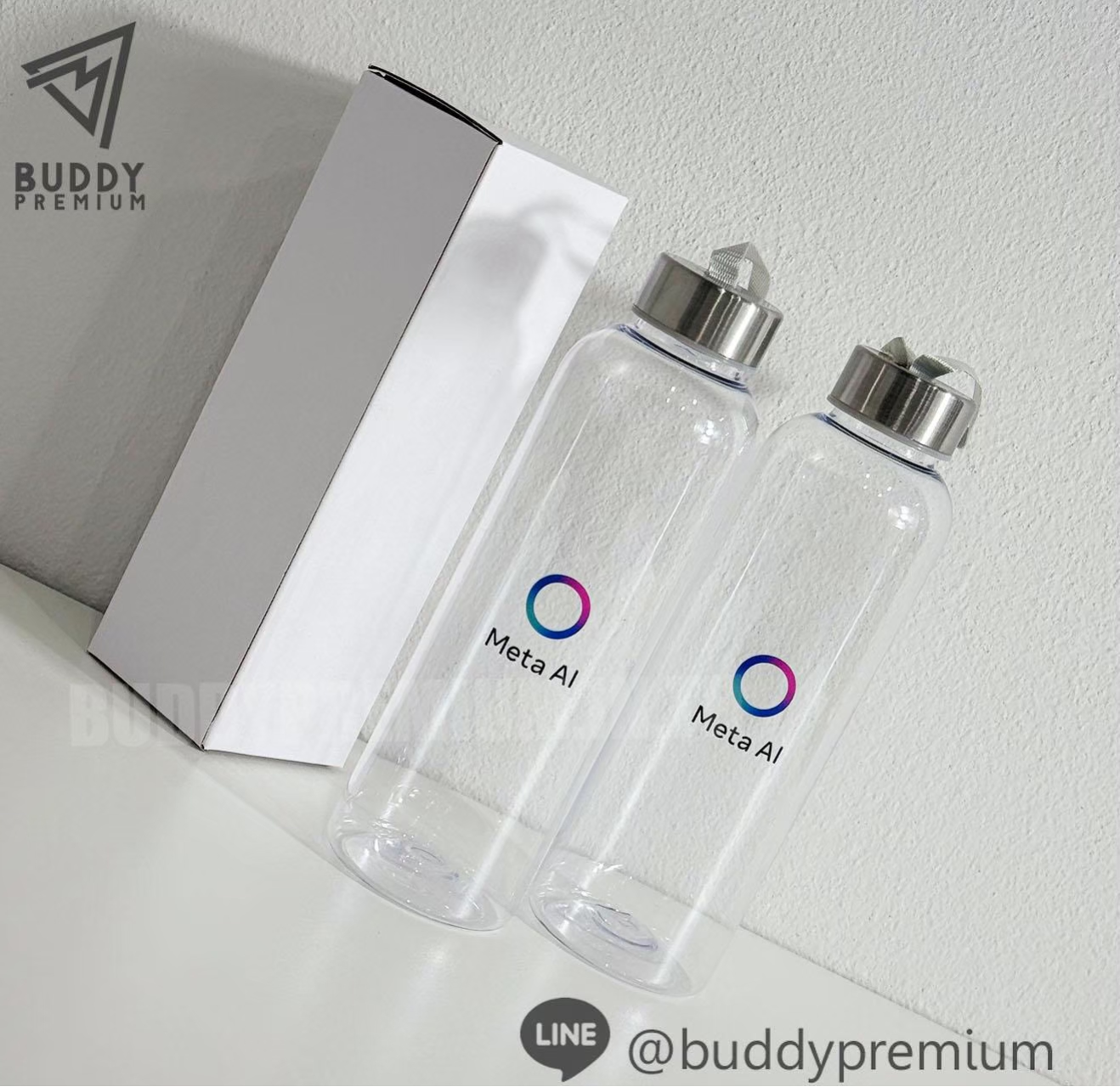 ผลงาน ขวดน้ำพลาสติก รุ่น PWB100 โลโก้ Meta AI(500 ml)