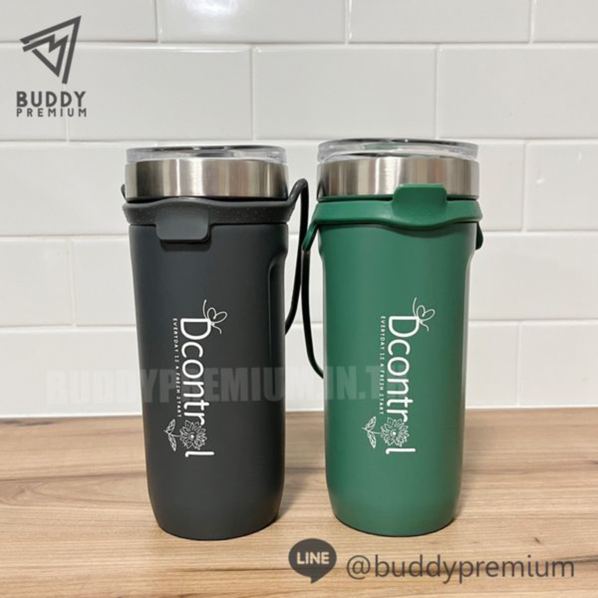 แก้วเก็บความเย็น หูหิ้วซิลิโคน tyeso_SWB084_Dcontrol ผลงาน แก้วเก็บความเย็น หูหิ้วซิลิโคน tyeso รุ่น SWB084 โลโก้ Dcontrol