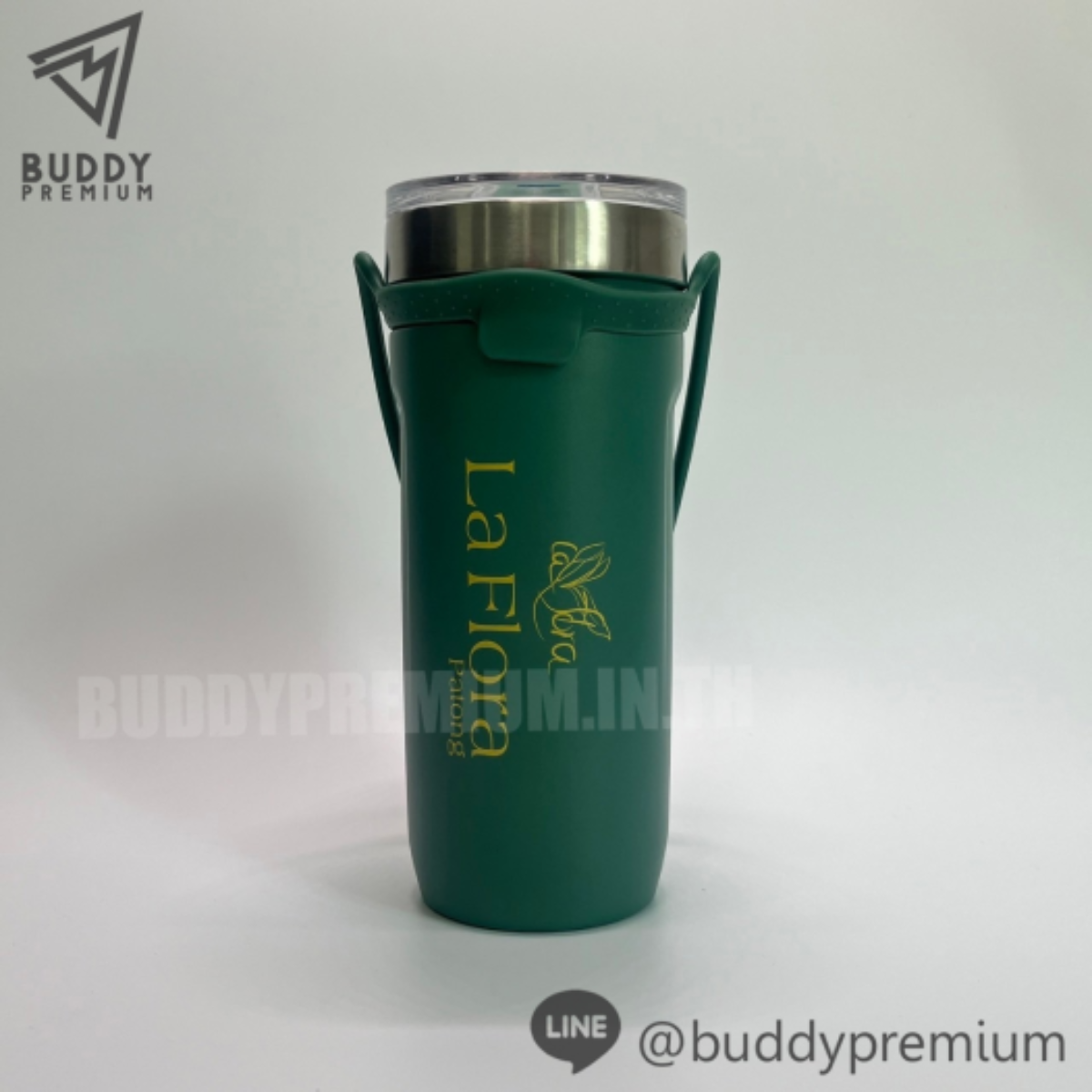 แก้วเก็บความเย็น หูหิ้วซิลิโคน tyeso_SWB084_La Flora(710ml.) ผลงาน แก้วเก็บความเย็น หูหิ้วซิลิโคน tyeso รุ่น SWB084 โลโก้ La Flora (710ml.)