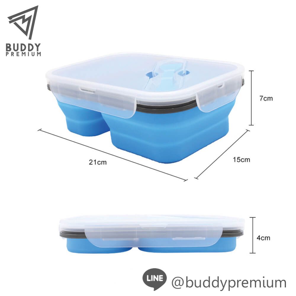 ขนาดกล่องข้าวซิลิโคน 2ช่อง