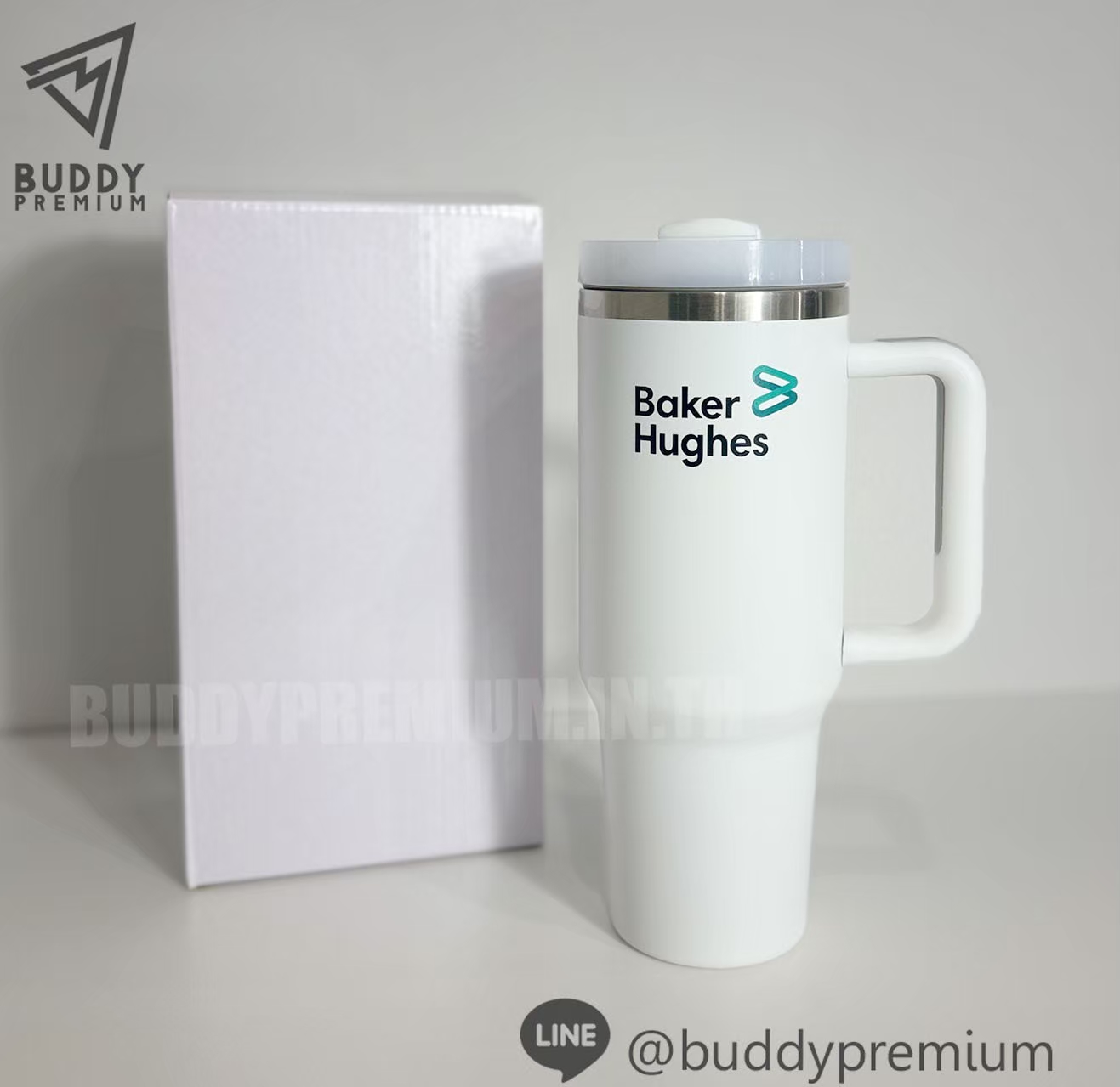 ผลงาน แก้วเก็บความเย็น มีที่จับ โลโก้ Baker Hughes(40oz)