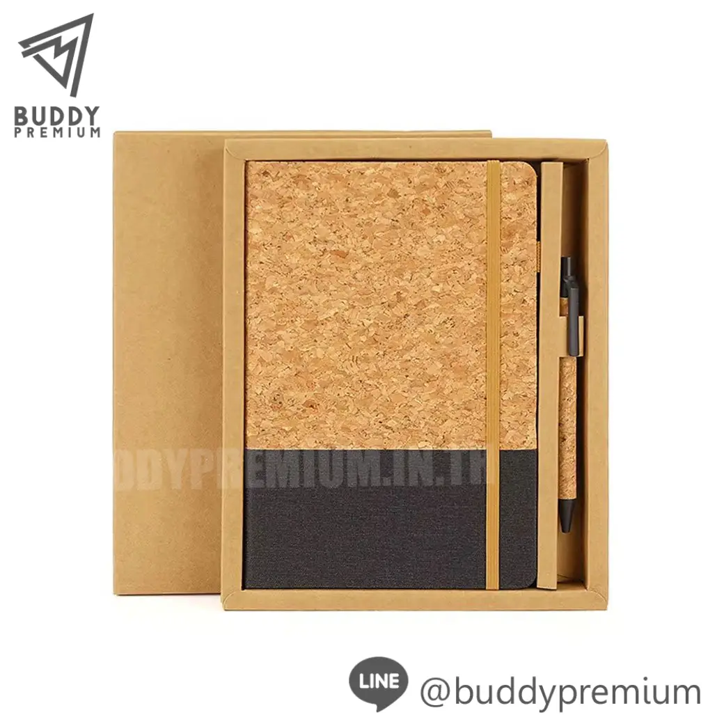 ชุดเซ็ทสมุดโน้ตไม้คอร์ก + ปากกาไม้คอร์ก _GSB115_ดำ ชุดเซ็ทสมุดโน้ตไม้คอร์ก + ปากกาไม้คอร์ก รุ่นGSB115 สีดำ