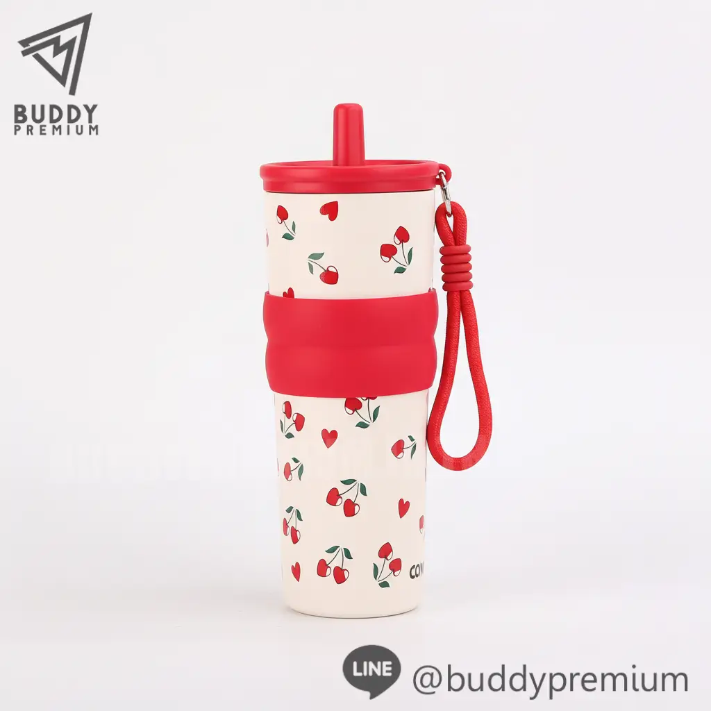 แก้วน้ำเก็บความเย็น_SWB713_ลายเชอร์รีสีแดง แก้วน้ำเก็บความเย็น รุ่นSWB713 ลายเชอร์รีสีแดง