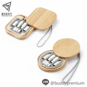 กล่องจัดเก็บสายชาร์จ ลายไม้