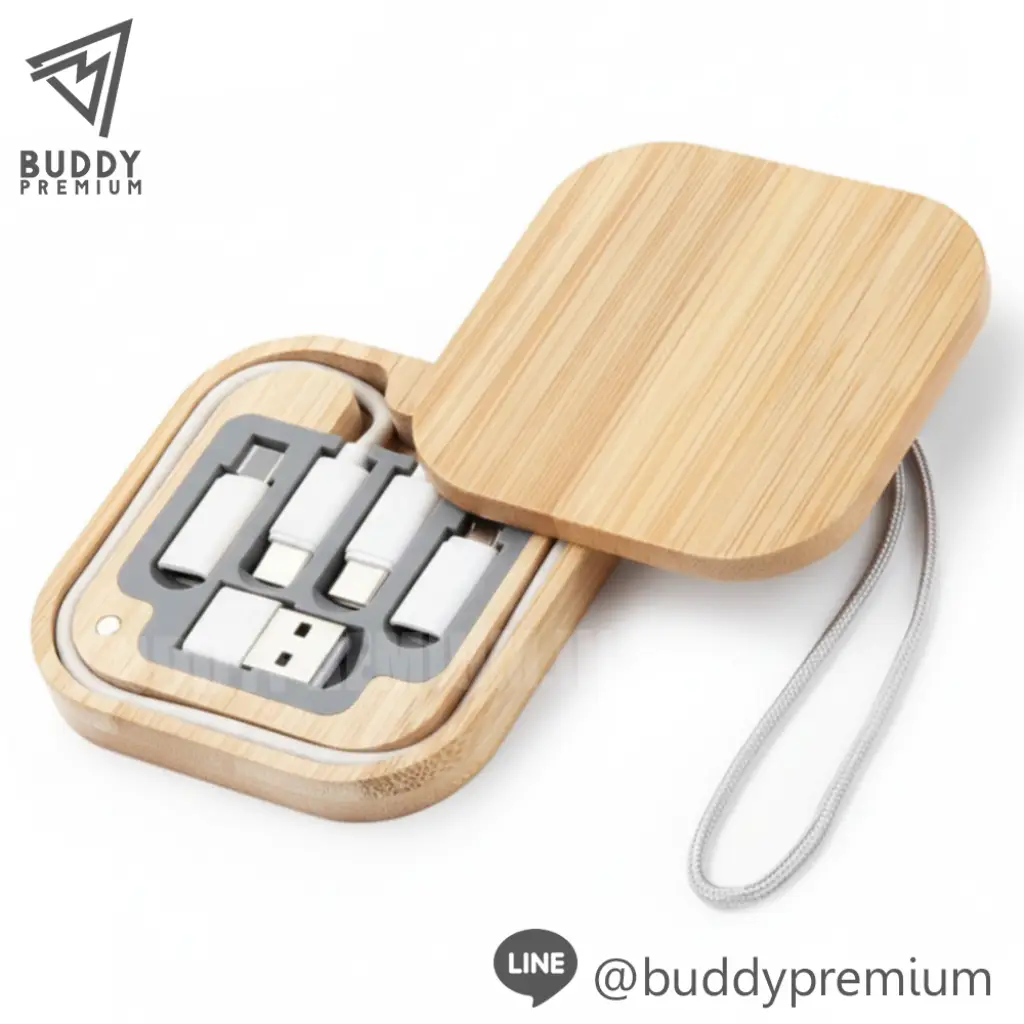 กล่องจัดเก็บสายชาร์จ ลายไม้ 6in1_CCB005_แบบสี่เหลี่ยม_ภายใน กล่องจัดเก็บสายชาร์จ ลายไม้ 6in1 รุ่น CCB005 แบบสี่เหลี่ยม ภายใน